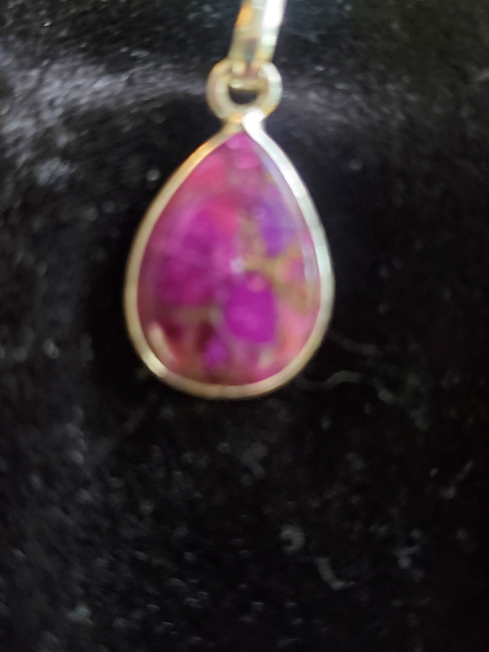 Purple MojaveTeardrop Stone Pendant  - 925 Sterling Silver Setting.